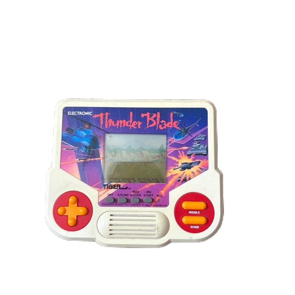 Vintage Thunder Blade Handheld Game - White and Red 1988 Tiger